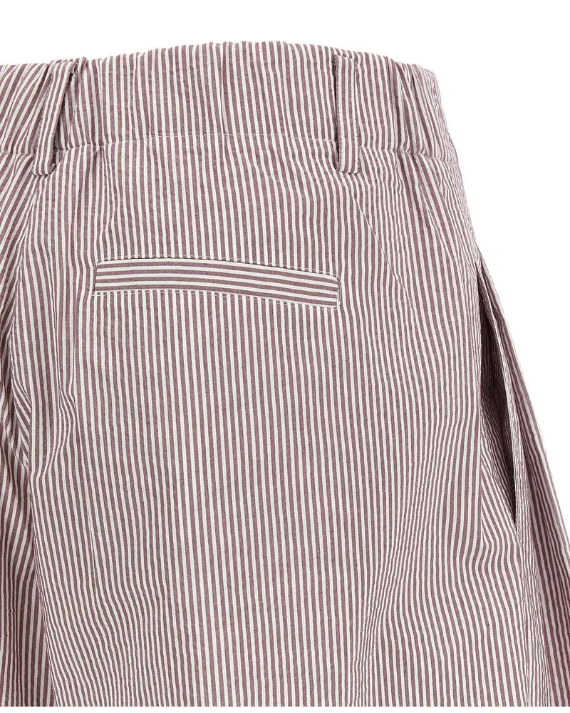 Brunello Cucinelli Striped Cotton Bermuda Shorts — Multicolor Multicolor