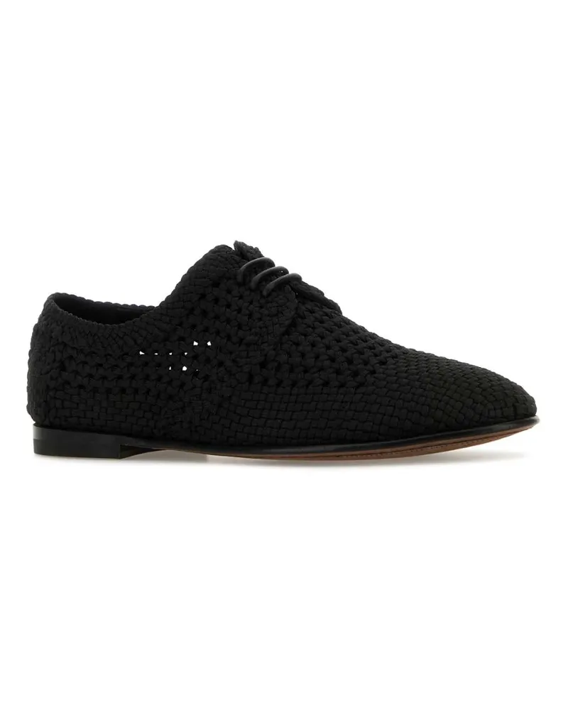 Dolce & Gabbana Men's Black Crochet Lace-Up Shoes Nero Scarpe Stringate Black