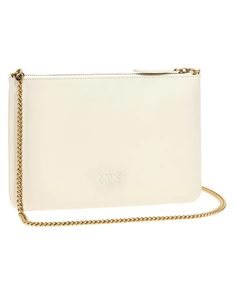 Pinko Signature Love Bird Logo Crossbody Bag — Cream Cream