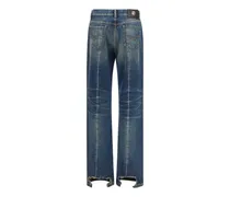 Women's Distressed Straight-Leg Cotton Denim Jeans Dirty Blue