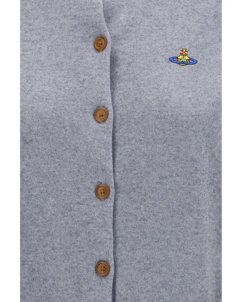 Vivienne Westwood Women Cardigan Bea Dark Grey Melange Cotton Sweater Gray