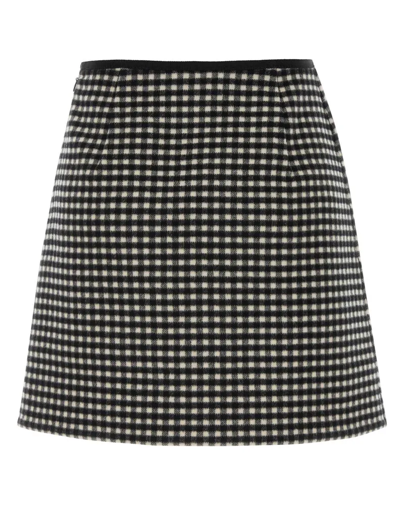 Valentino Garavani Women's Embroidered Flannel Mini Skirt Avorionero Gonne Black