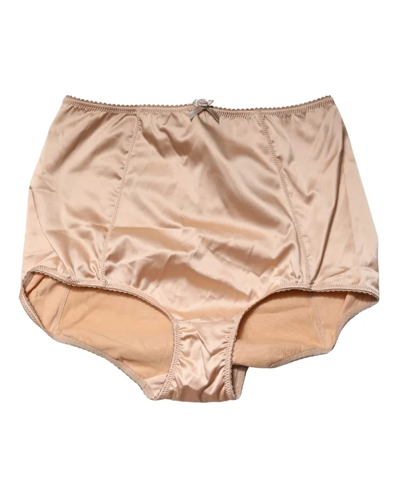 Dolce & Gabbana Women Beige Silk Blend High Waist Girdle Panty Underwear Elastane Clothing Beige