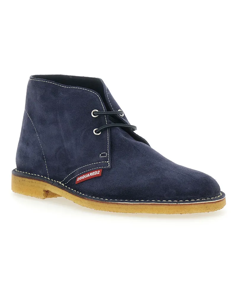Dsquared2 Suede Lace-Up Desert Boot — Blue Blue