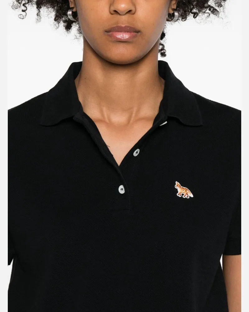 Kitsuné Baby Fox Embroidered Polo Shirt — black Black