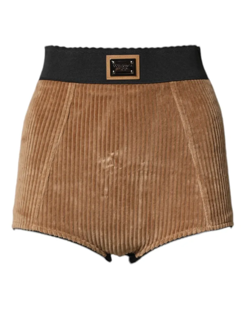 Dolce & Gabbana Women Brown Cotton High Waisted Hot Pants Shorts Cotton+elastane+polyamide Brown
