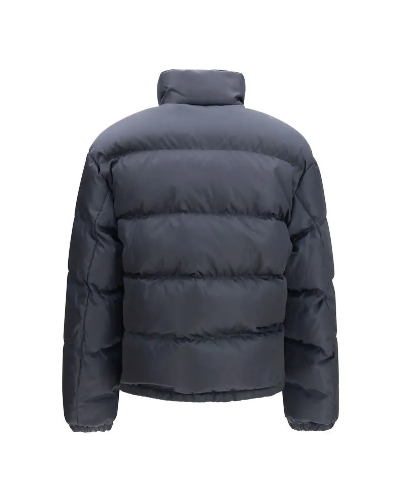 Prada Padded High-Neck Down Jacket — Blue Blue