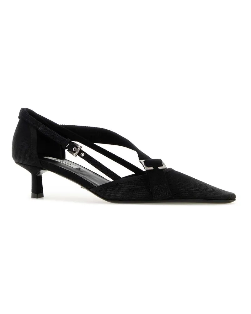 Prada Women's Black Canvas Pumps Nero Scarpe Con Tacco High Heel Shoes Black
