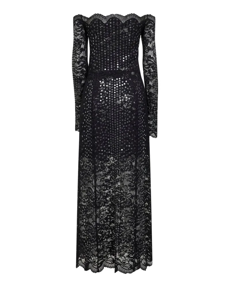 Paco Rabanne Women's Midi Dress Black Embroidered-Sequins Polyamide Black