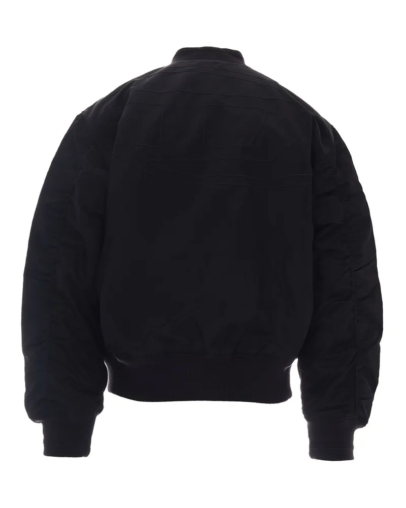 Diesel Men's Bomber Jacket Oval D Black Deep-Black Polyamide; Rib: Acrylic Deep/black Black