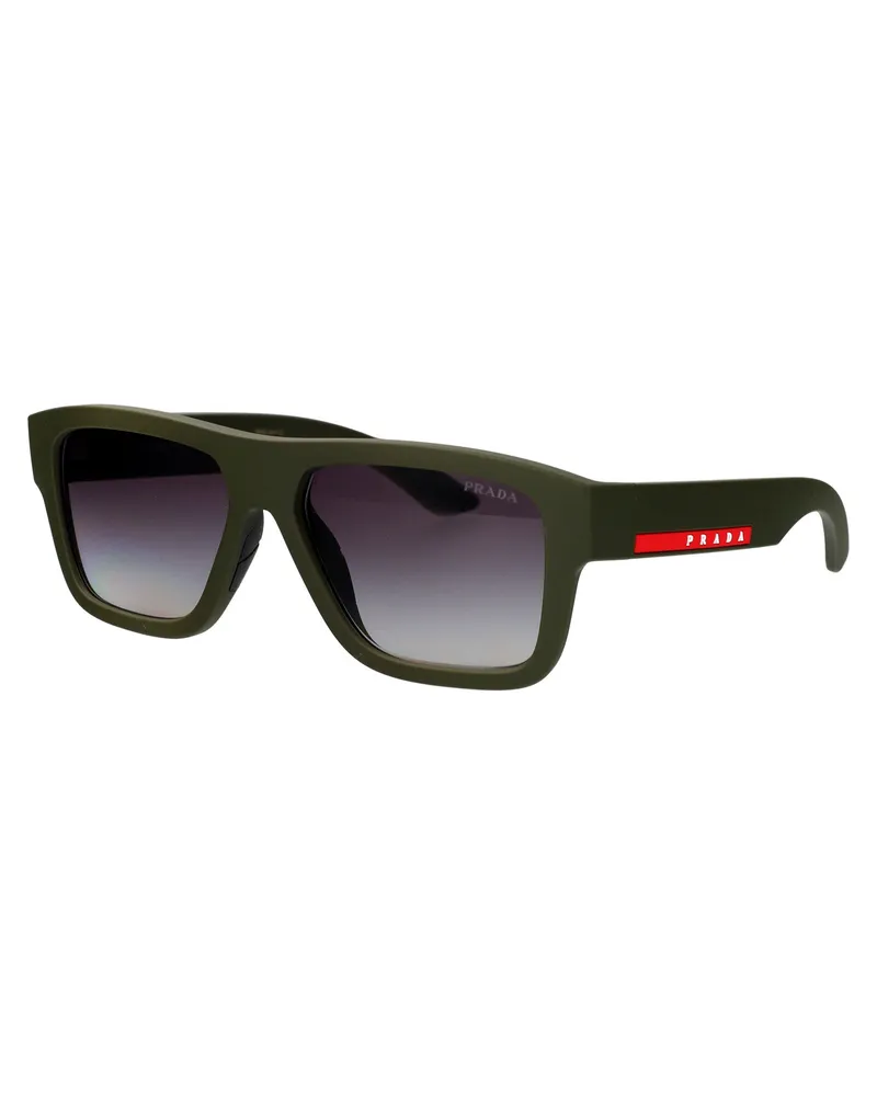 Prada 0PS Rectangular Matte Military Green Sunglasses — Green Green