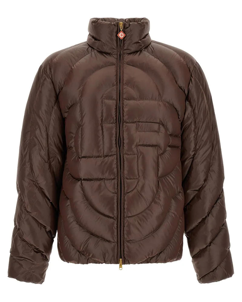 Casablanca Paris Diamond Monogram Quilted Down Jacket — Brown Brown