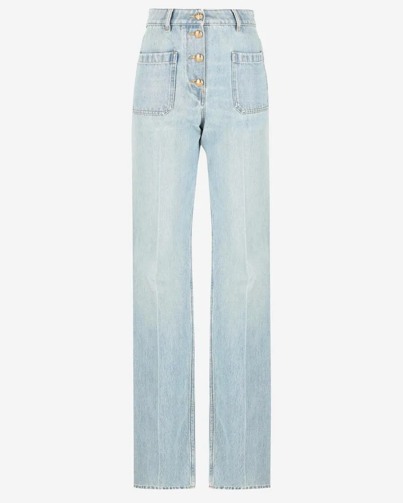 Valentino Garavani Women's Jeans With Gold Buttons Blue Cotton Blue