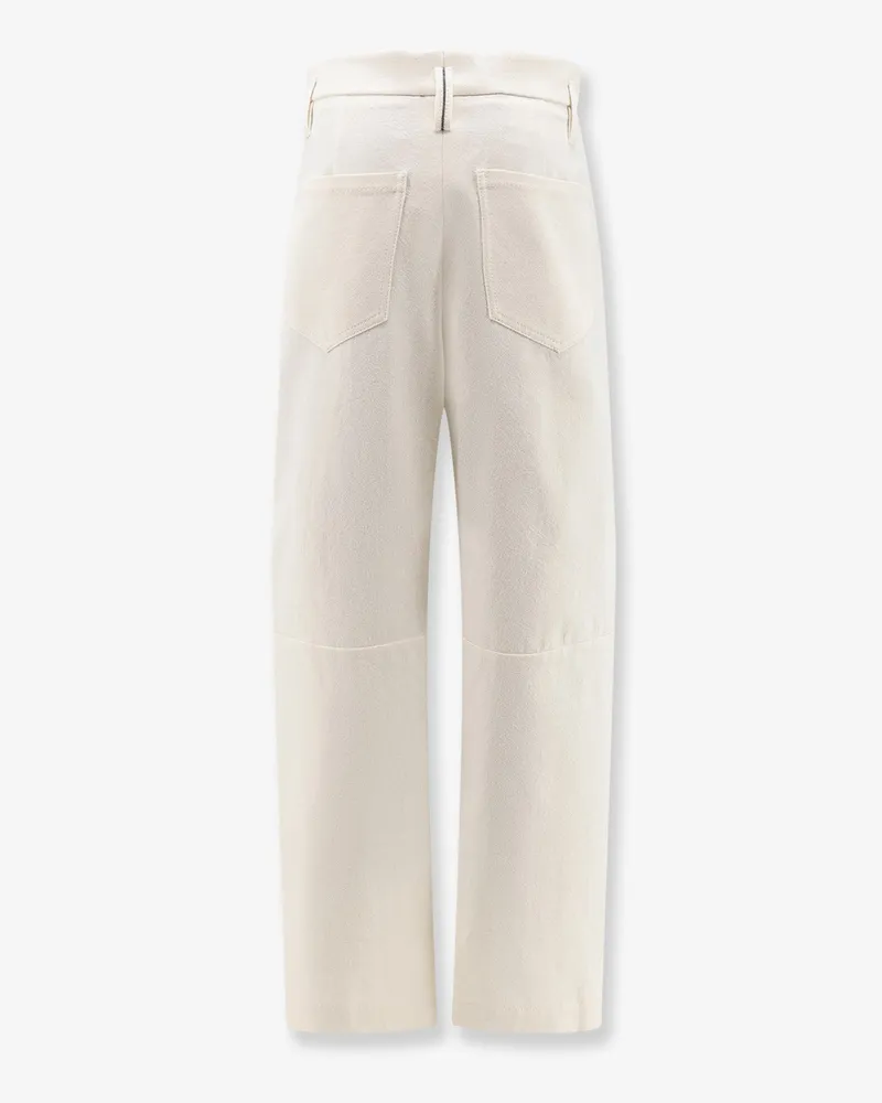 Brunello Cucinelli Women's Baggy Trousers White Cotton And Wool White
