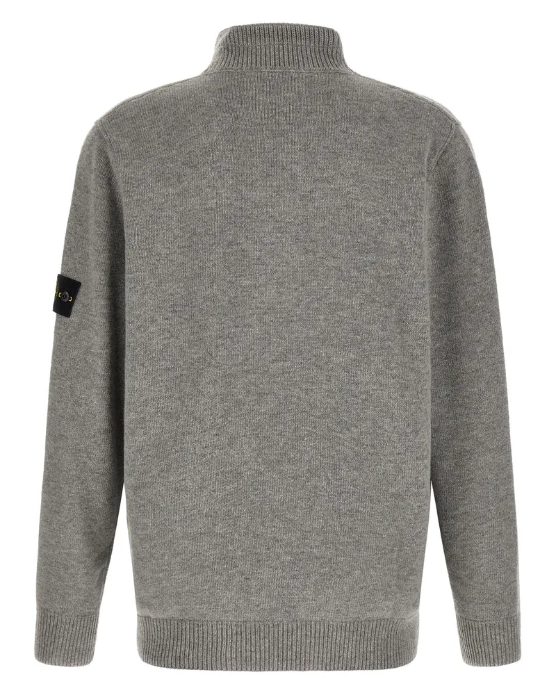 Stone Island Ribbed Wool Sweater — Gray Gray
