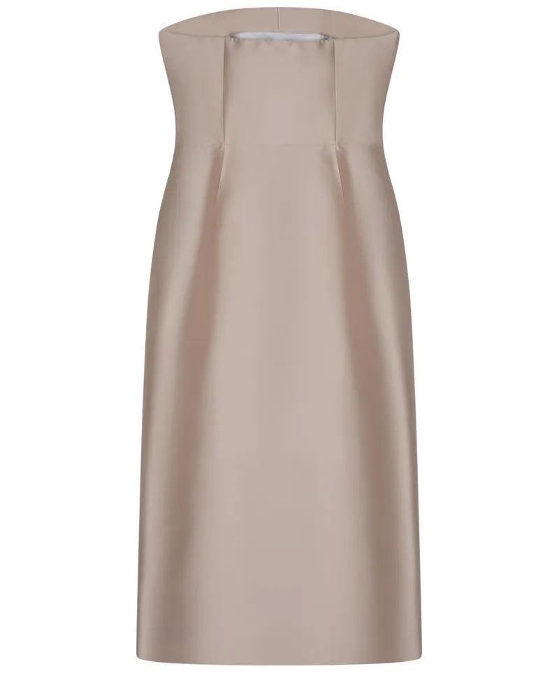 Alberta Ferretti Draped Polyester & Silk Midi Dress — Beige Beige