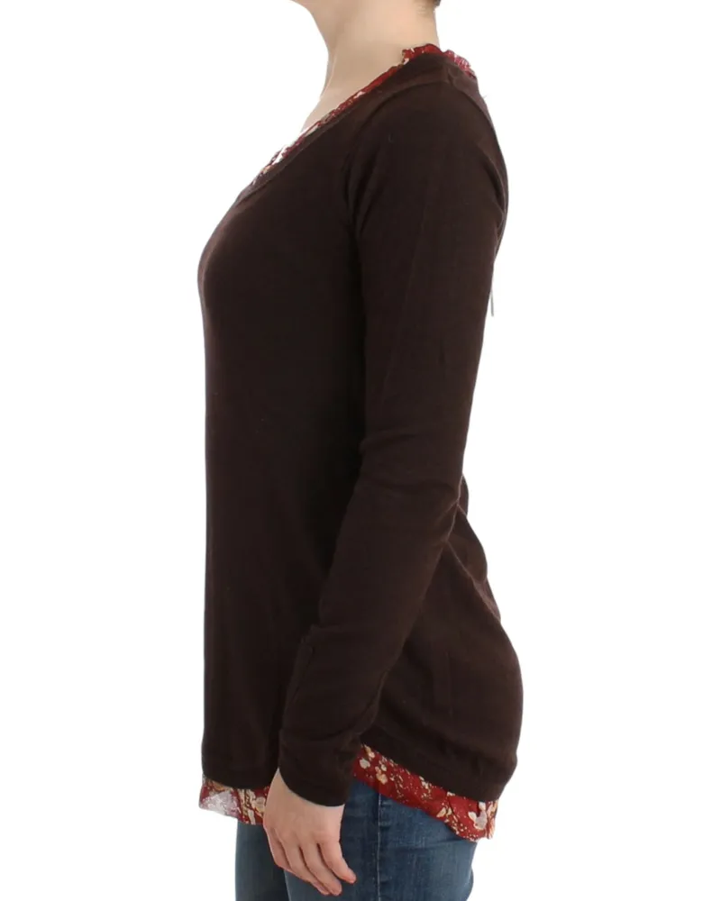 Roberto Cavalli Women Brown Crewneck Sweater Viscose Clothing Brown