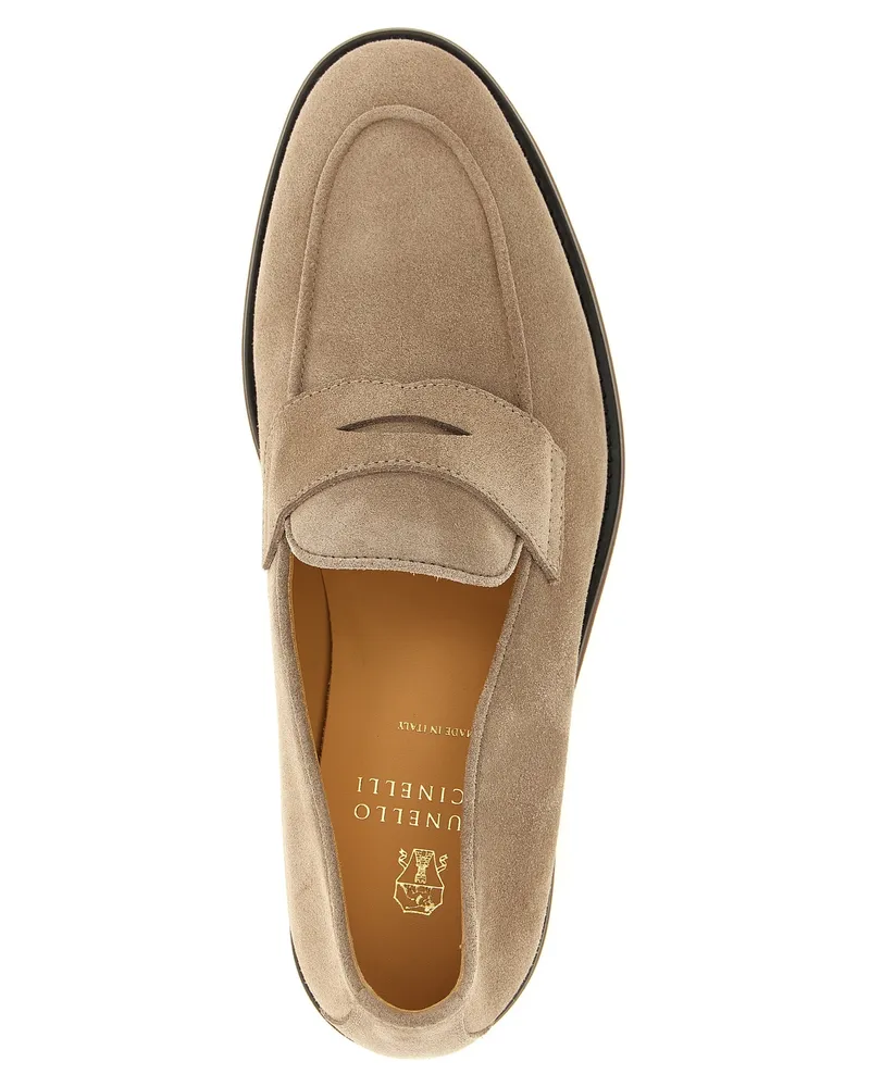 Brunello Cucinelli Men's Gray Calfskin Slip-On Loafers Gray