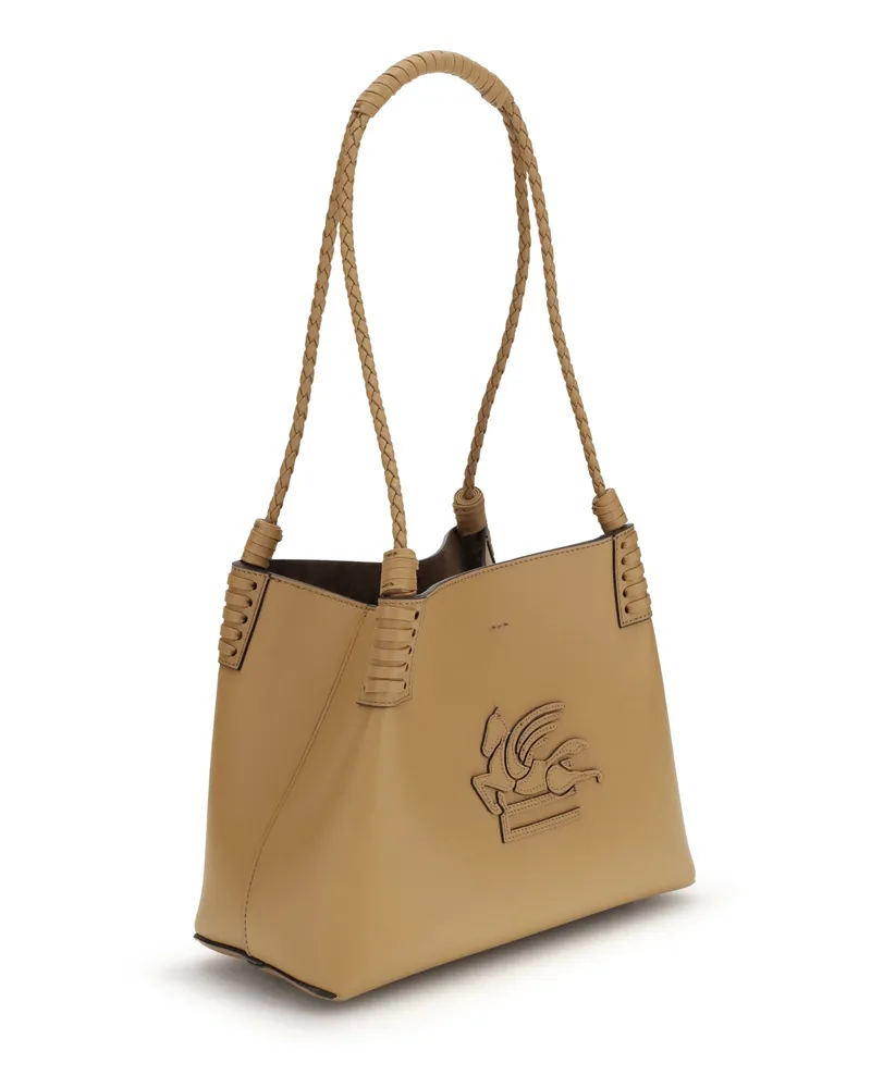 Etro Women's Libra Shopping Bag Y0886 Calf Suede Shoulder Beige