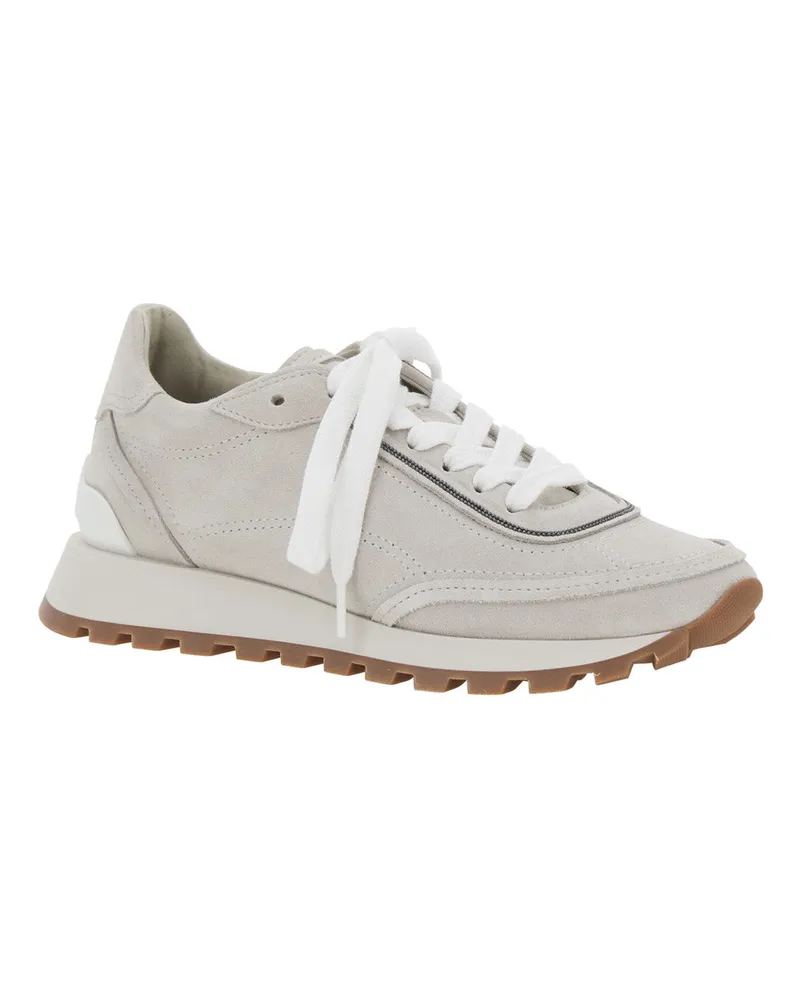 Brunello Cucinelli Women's Low Top Sneakers Grey Suede Trainers Gray