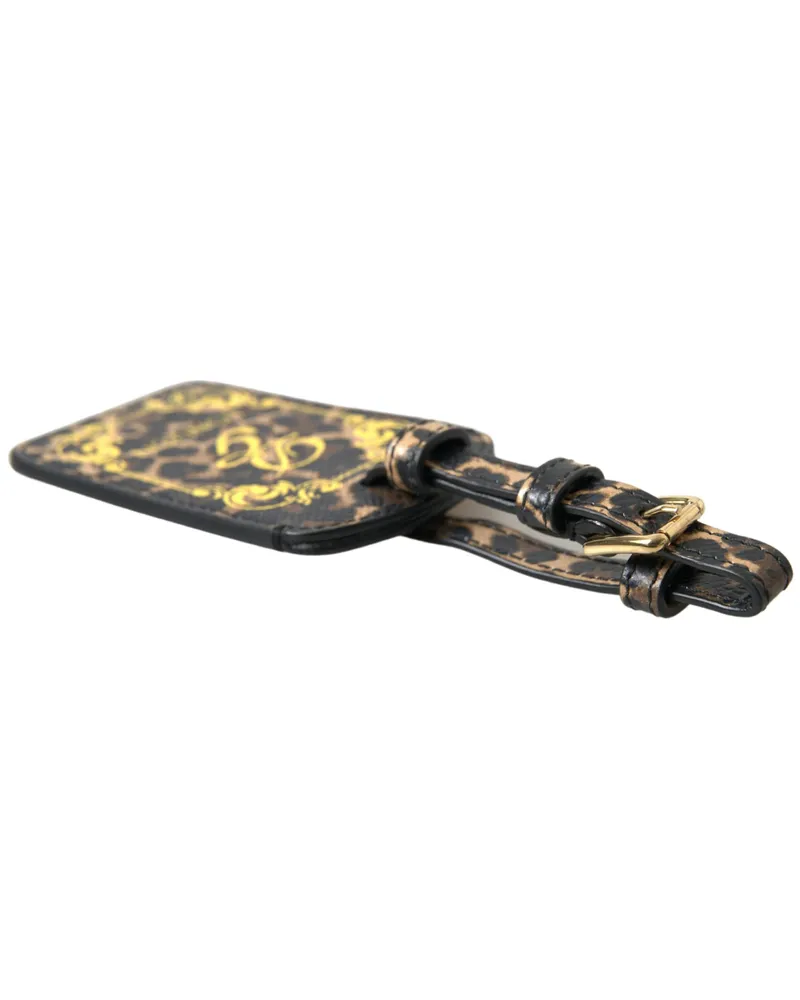 Dolce & Gabbana Women's Multicolor Leopard Dauphine Leather Dg Logo Luggage Tag Accessory Multicolor