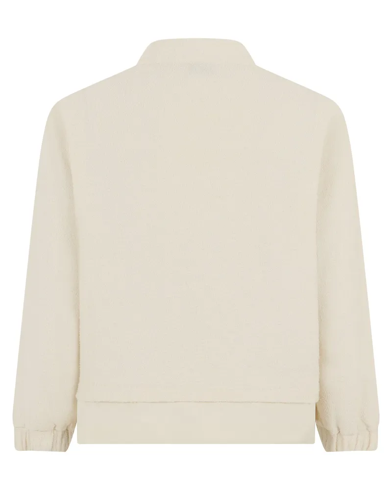 Moncler Women's Cardigan With Zip Cotton-Blend Cream Cardigans Sweater Cream