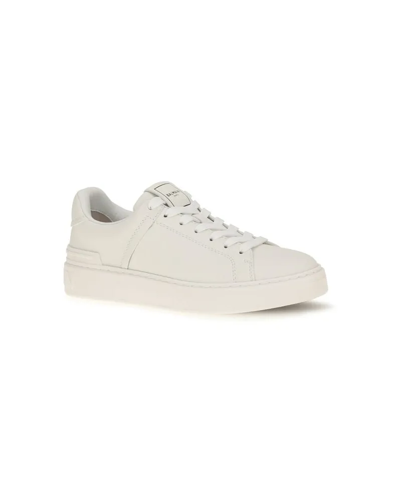 Balmain Women's White Calf Leather Bos Taurus Athletic Sneakers White