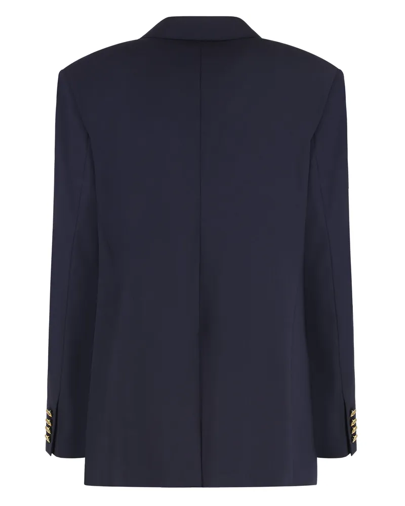 Ralph Lauren Women's Double-Breasted Wool Blazer Blue Shell: Blazers Jacket Navy
