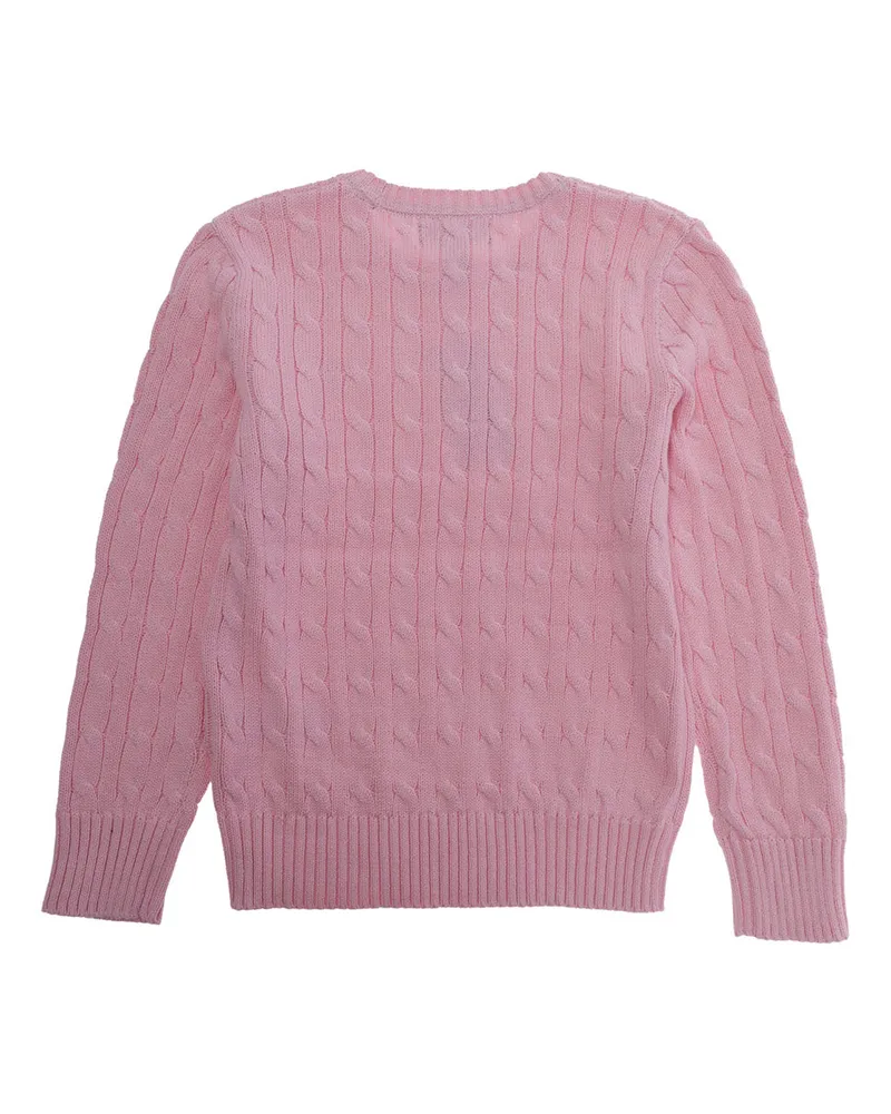 Ralph Lauren Boys' Sweater Ls Cable Pink Cotton Tops Top Pink