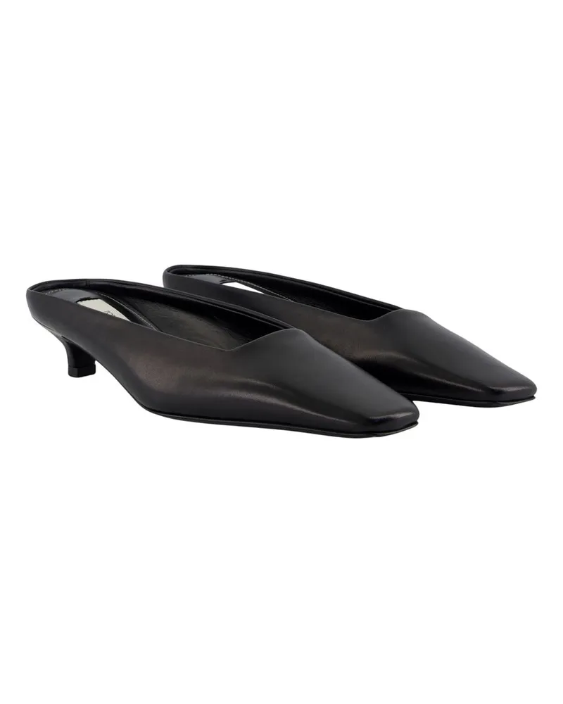 Totême Women's Square Kitten Pumps -  Leather Black Calfskin Shoes Black