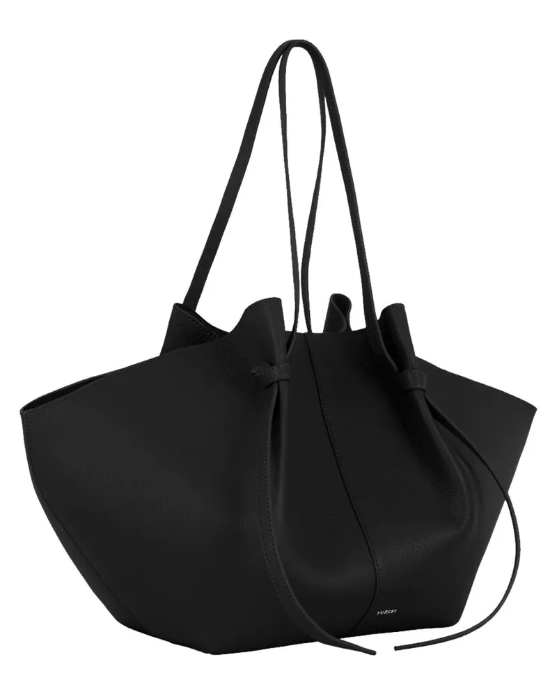 YUZEFI Women's Shoulder Bag Mochi Leather Black Black
