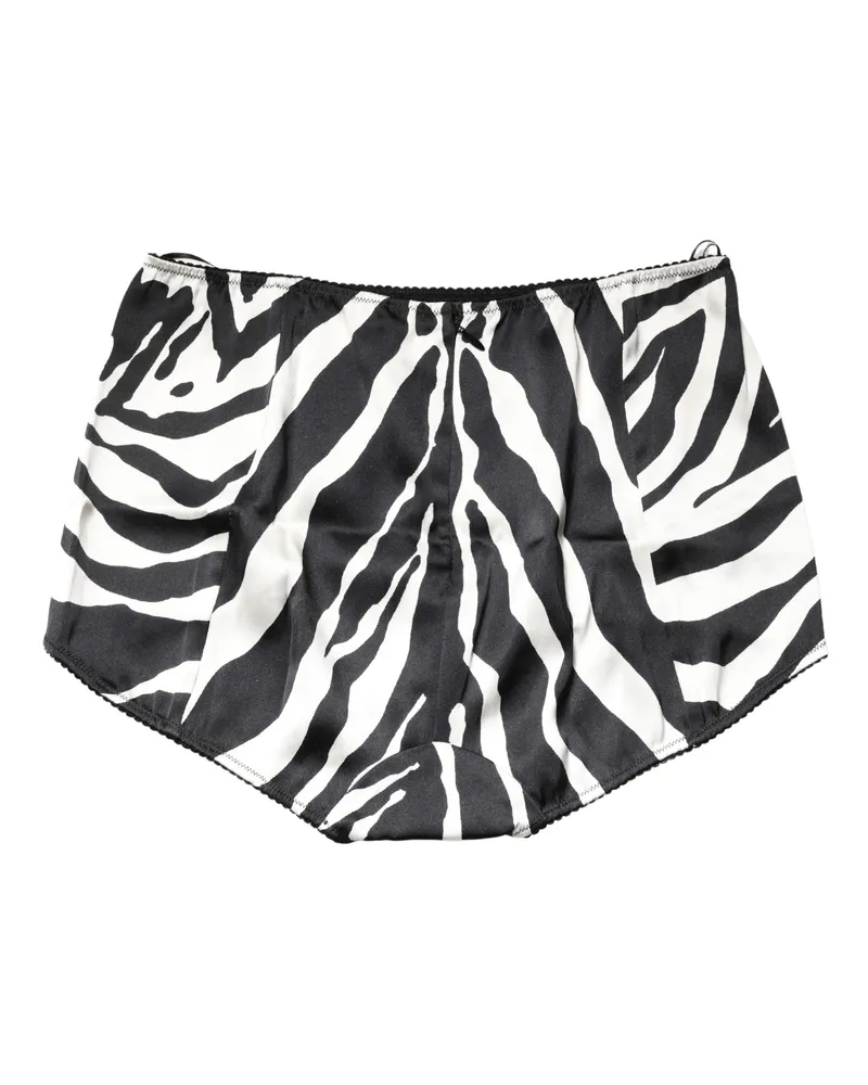 Dolce & Gabbana Women Black White Zebra High Waist Girdle Panty Underwear And Silk Elastane Clothing Black