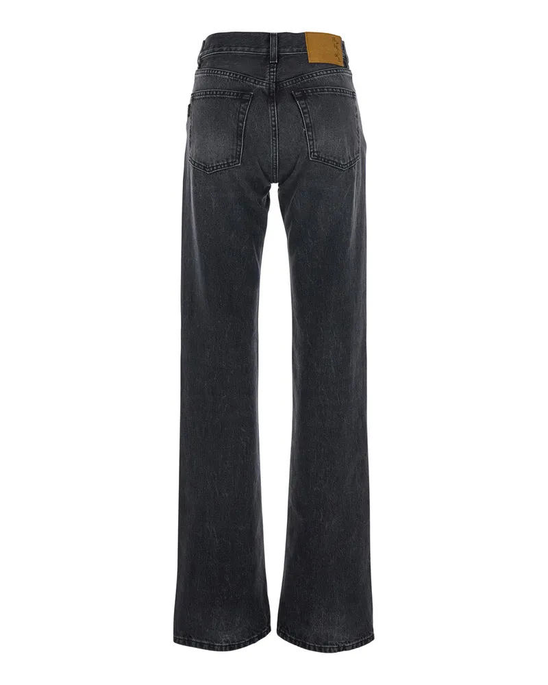 Haikure Women's Black Denim Jeans With Logo Patch Cotton Black