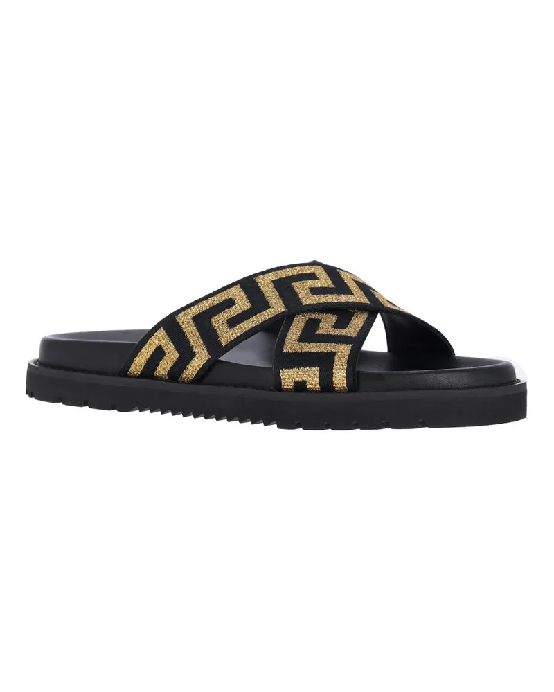 Versace Men's Sandals Black Lamb Leather Black