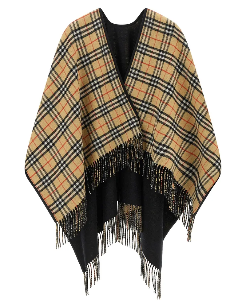 Burberry Reversible Wool Cape — Black Black