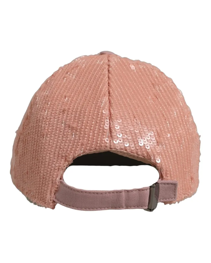 Dolce & Gabbana Men Pink Cotton Sequin Baseball Cap 6 Panels Hat Elastane Pink