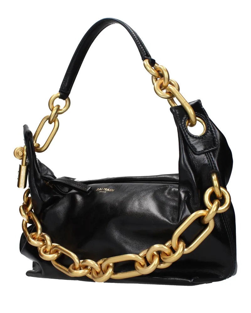 Balmain Women's Black Leather Shoulder Bag Black