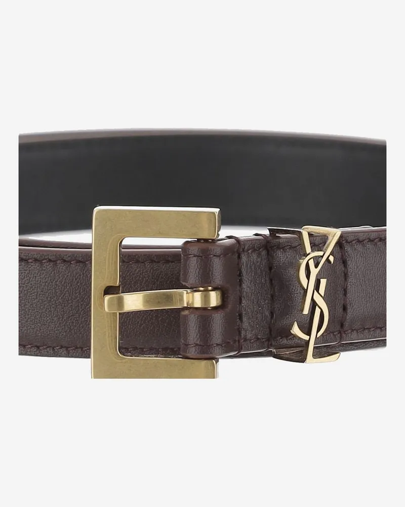 Saint Laurent Cassandre Belt — Brown Brown