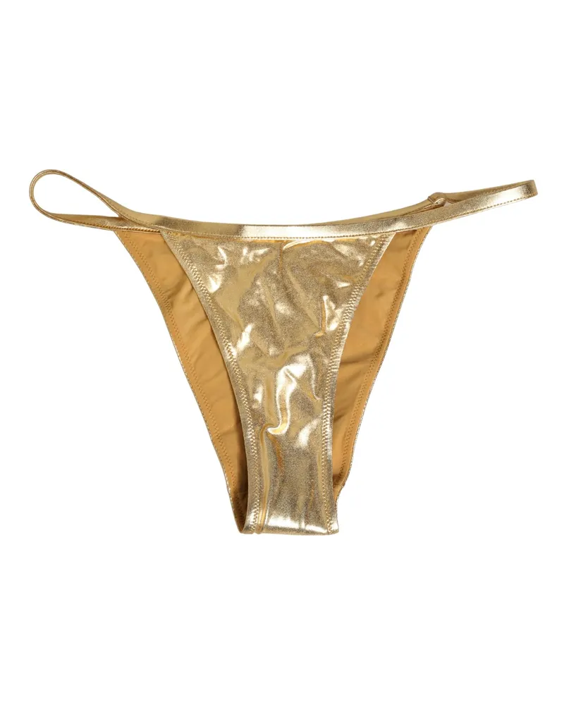 Dolce & Gabbana Women's Gold-Tone Polyester Bikini Bottom Logo Swimwear Elastane Clothing Gold