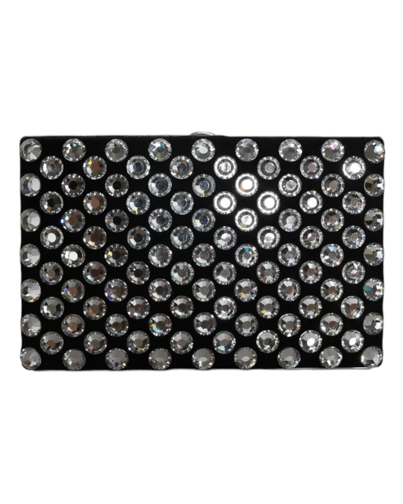 Dolce & Gabbana Women's Black Velvet Crystal Clutch Evening Party Purse Bag Aluminium Black