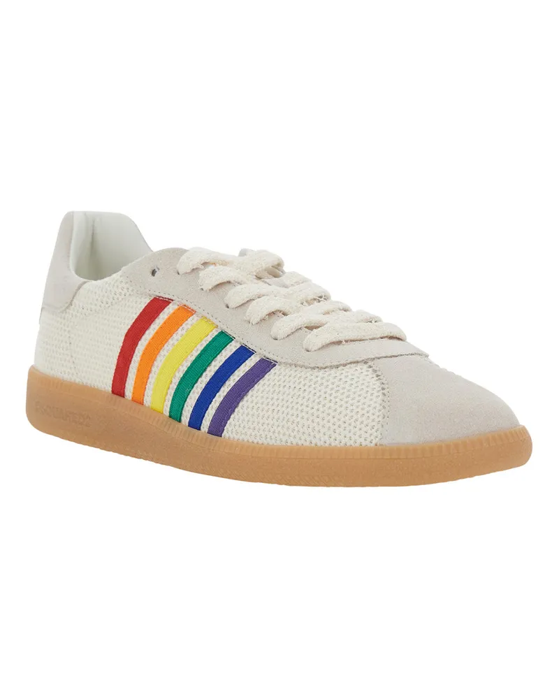 Dsquared2 Men's Sneakers Suede-Fabric-Nylon White-Multicolour Polyester Trainers White/multicolour White