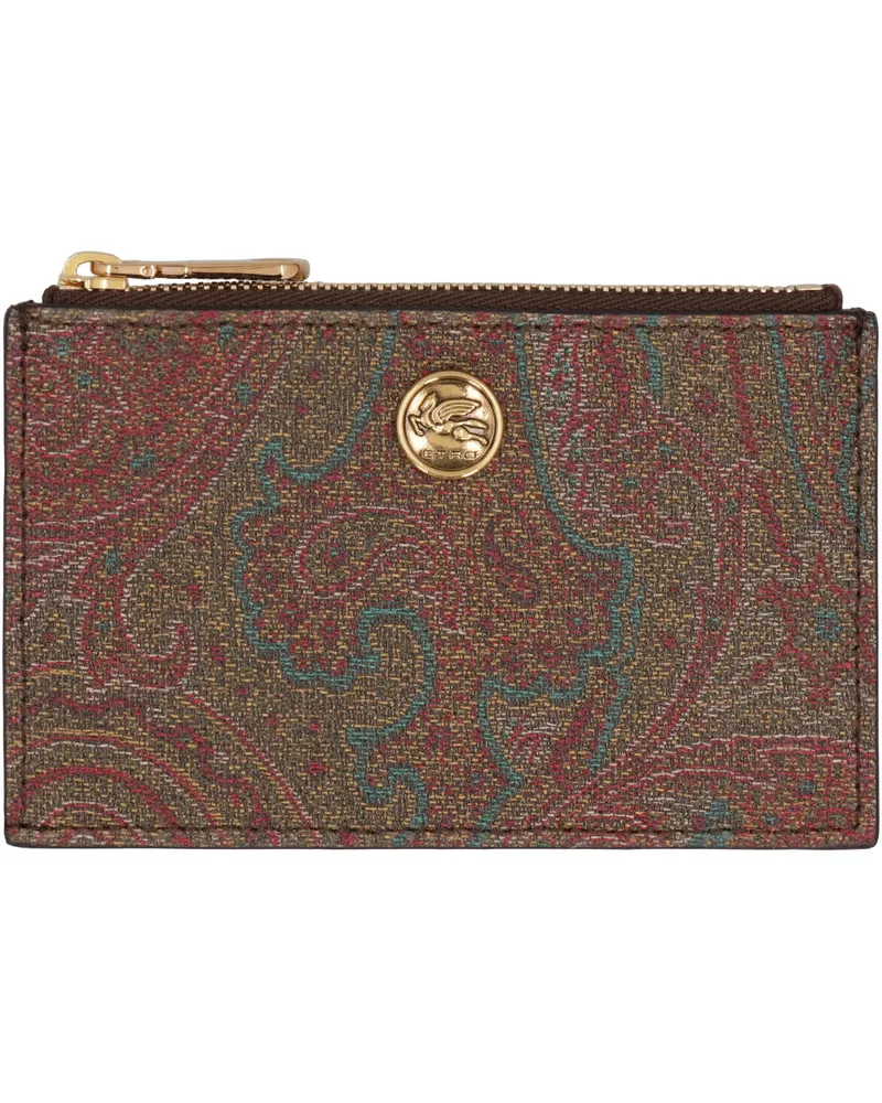 Etro Women's Card Holder Paisley Fabric Brown Cotton Wallets & Purses Brown