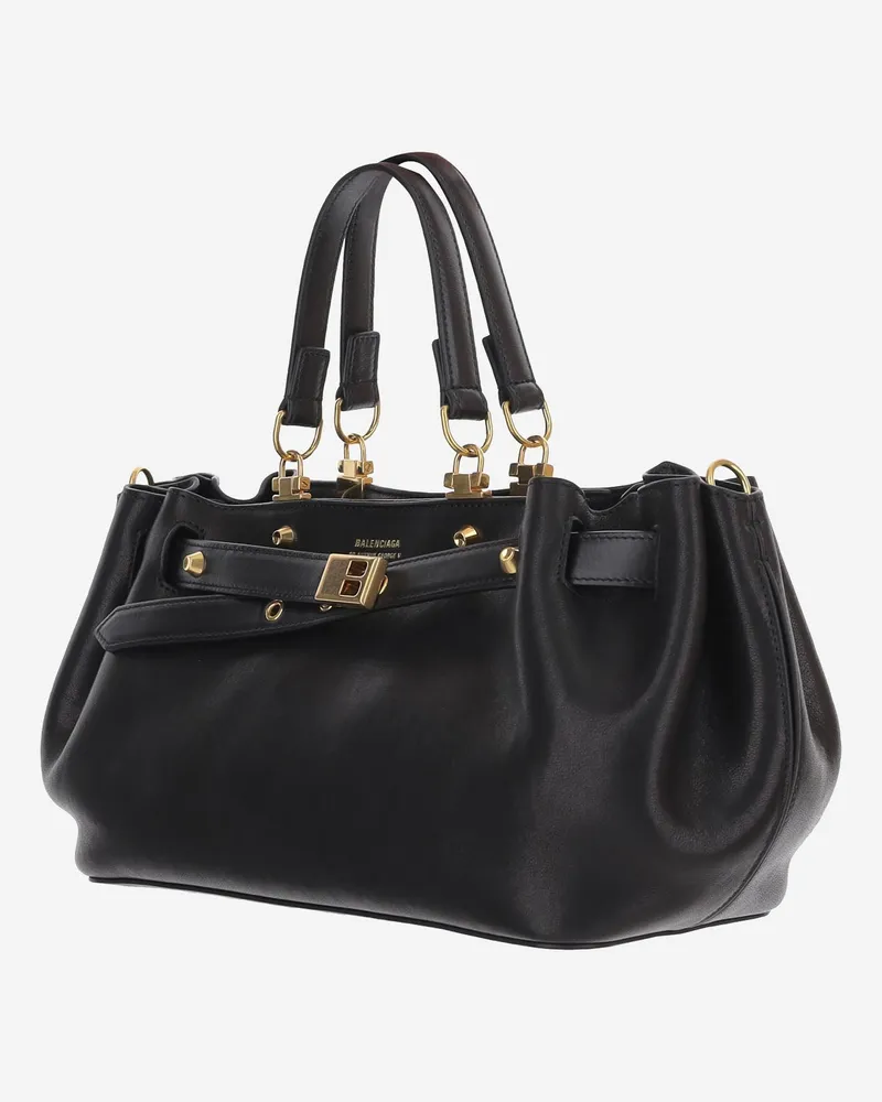 Balenciaga Superbusy Leather Shoulder Bag — Black Black