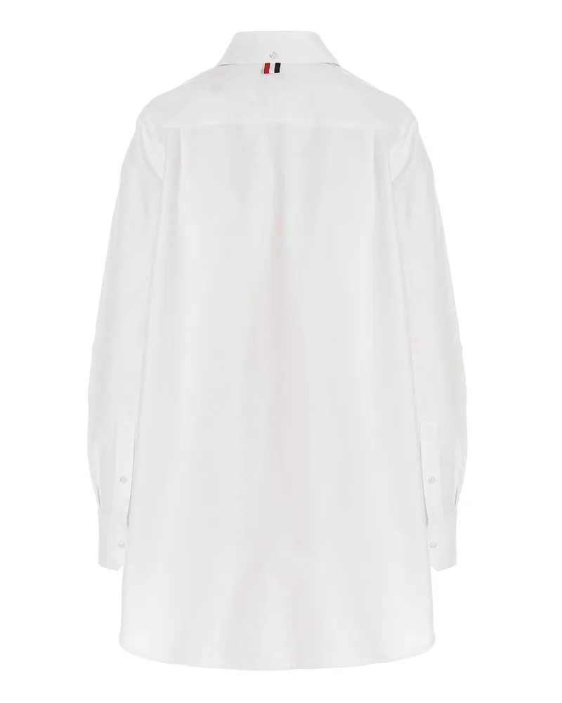 Thom Browne Logo Pussy Bow Blouse — White White