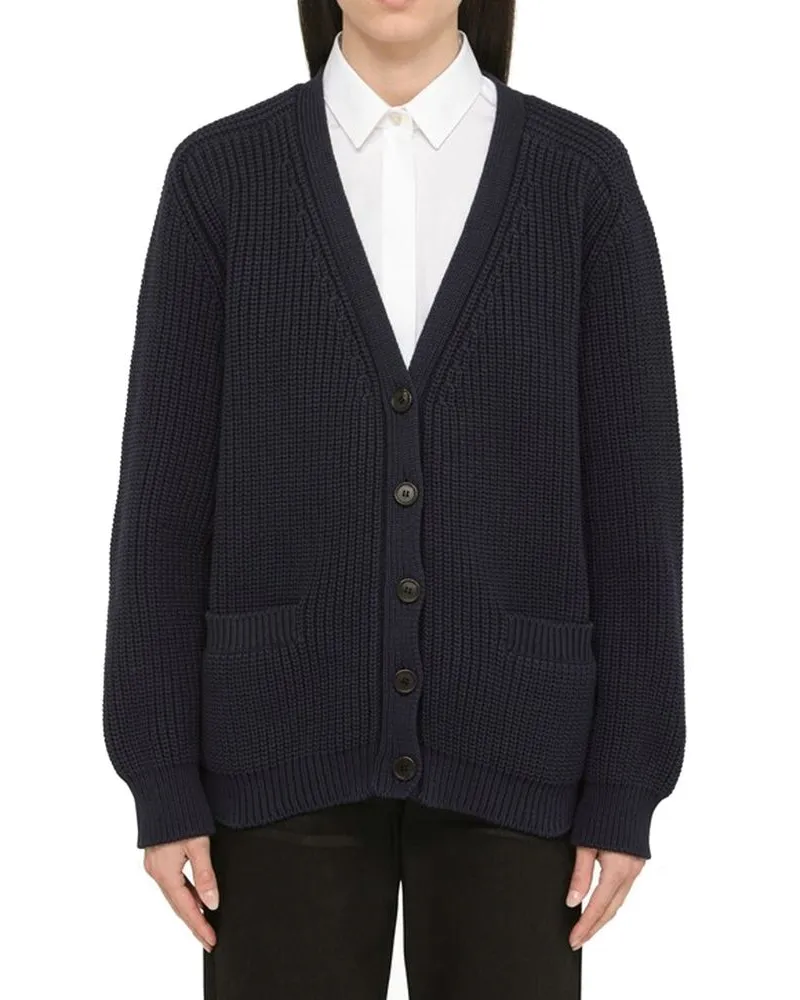 Prada Women's Blue Cotton Cardigan Clothing Navy