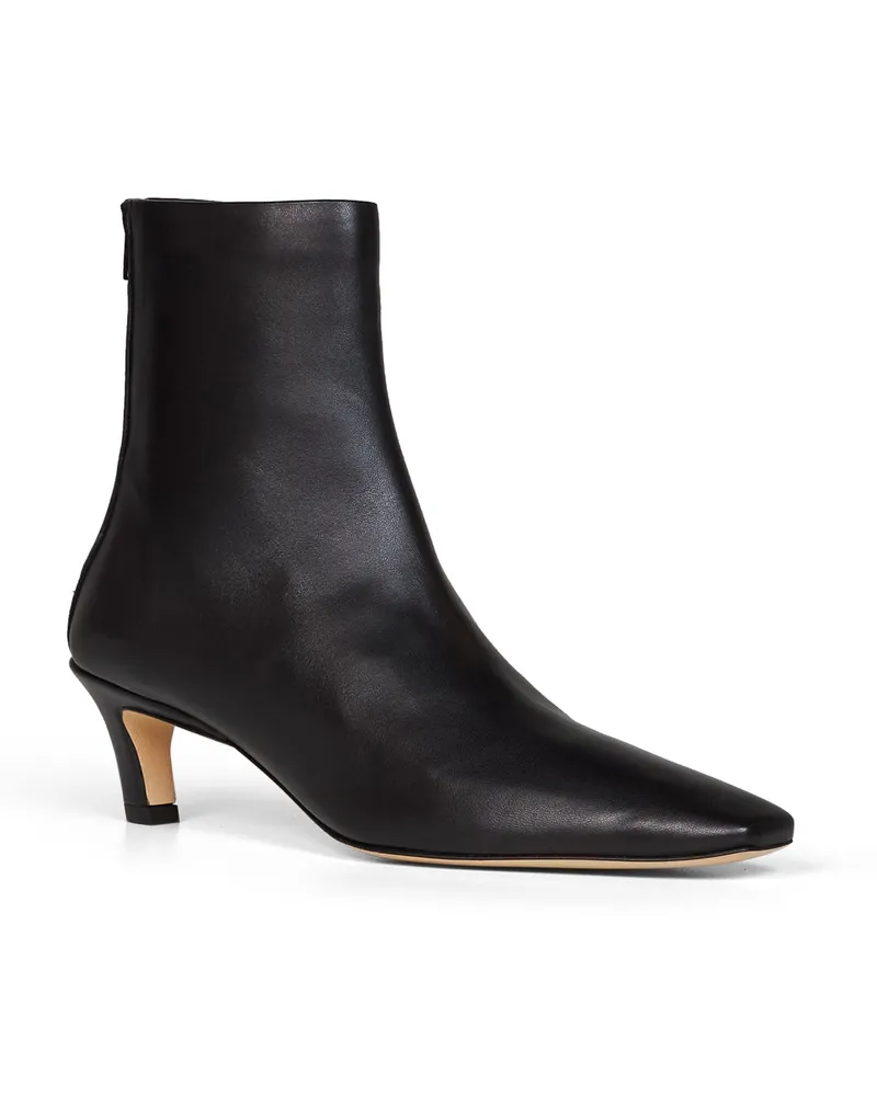 Totême Lambskin Leather Squared-Toe Ankle Boot — Black Black