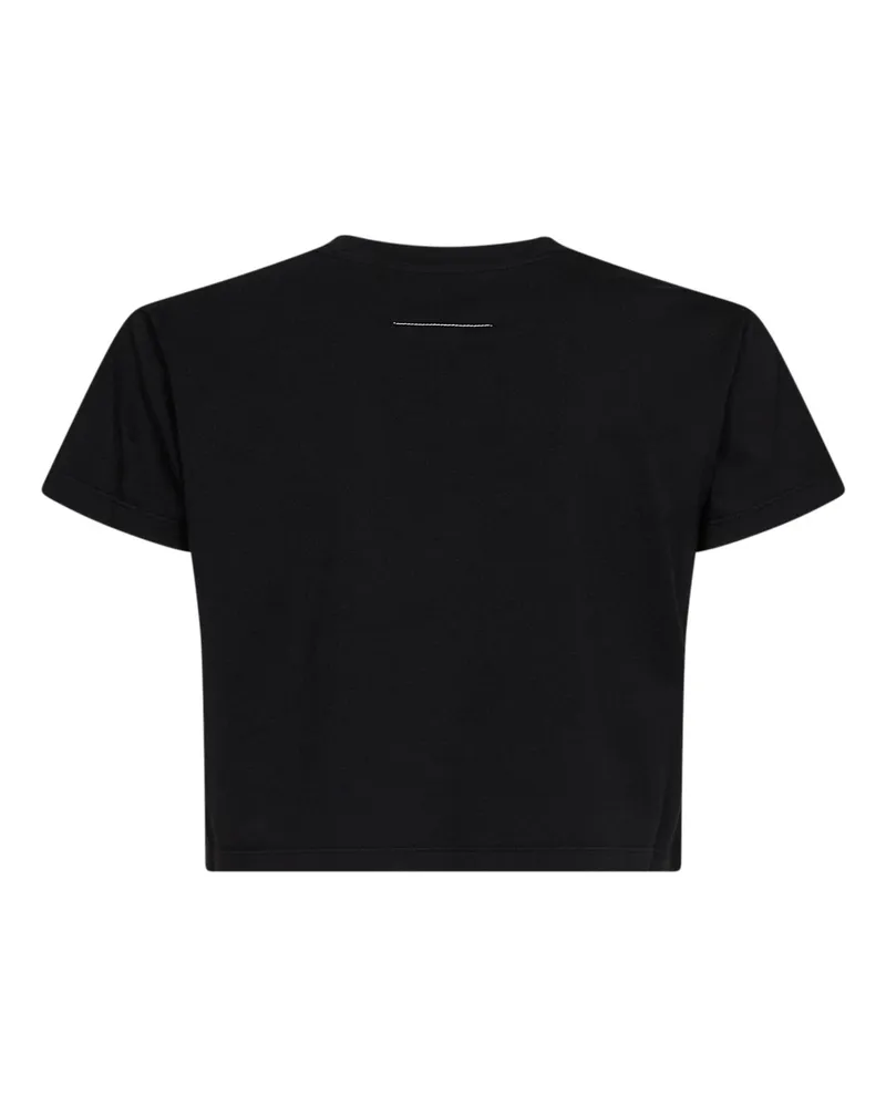 Maison Margiela Women's Cropped T-Shirt With Flipped Print Black Cotton T-Shirts & Jerseys Black