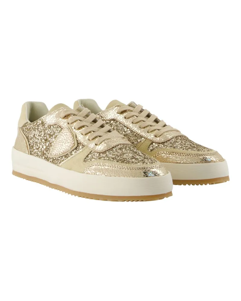 Philippe Model Women's Nice Low Sneaker Gold Calfskin Gold