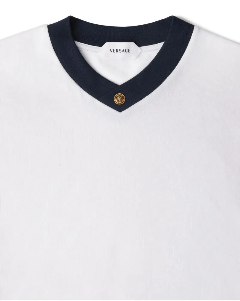 Versace Medusa Hardware V-Neck T-Shirt — White White