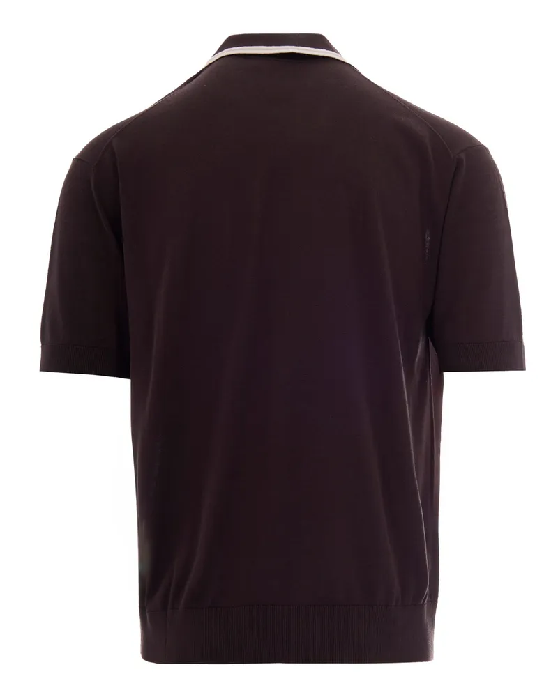 Paolo Pecora Milano Men's Polo Shirt Silk-Blend Brown T-shirts And Polos Brown